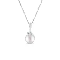 Náhrdelník se sladkovodní perlou a briliantem v bílém zlatě KLENOTA