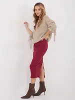 Bordová midi sukně