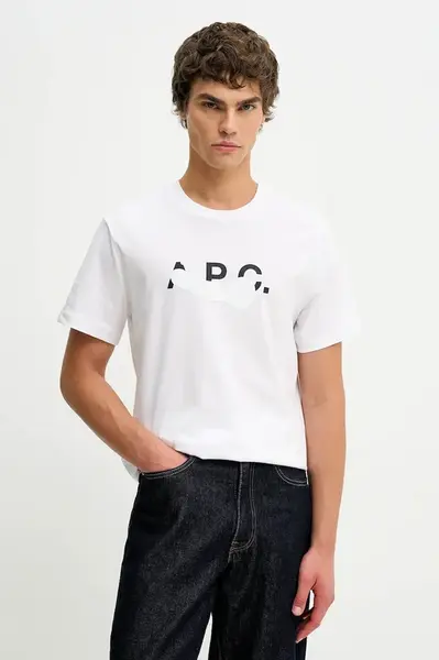 Bavlněné tričko A.P.C. T-SHIRT MANCHES COURTES TACHE BLANCHE
