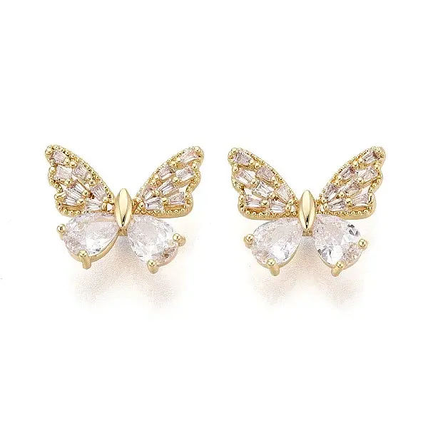 Brass Micro Pave Cubic Zirconia Beads