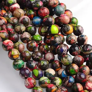 Dyed Natural Imperial Jasper Round Bead Strands
