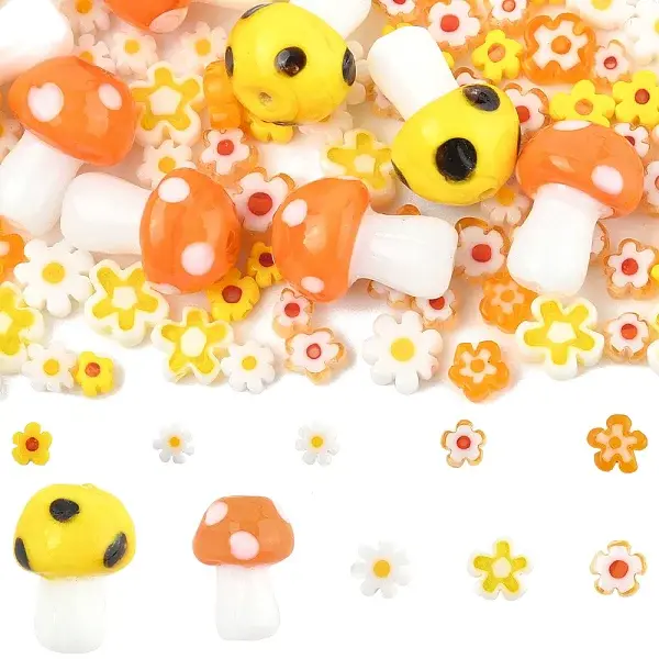 156Pcs 10 Styles Handmade Millefiori Glass Beads