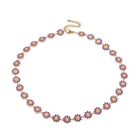 Enamel Daisy Link Chain Necklace