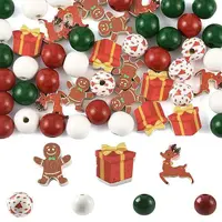 50Pcs Christmas Wood Beads