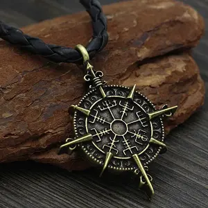 Alloy Viking Compass Pendant Necklaces
