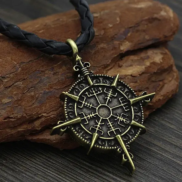 Alloy Viking Compass Pendant Necklaces