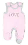 Baby Nellys Kojenecké bavlněné dupačky  Love - růžové vel.  68