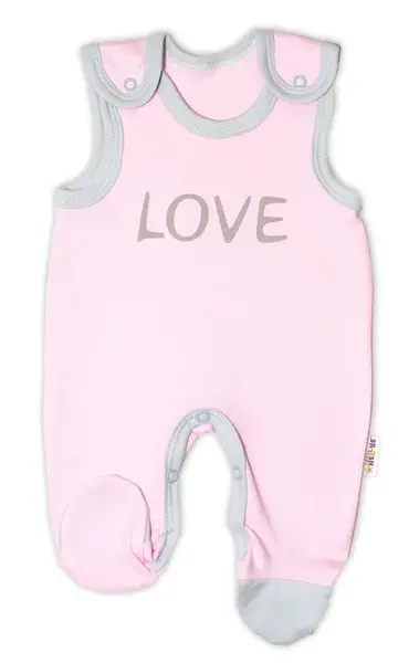 Baby Nellys Kojenecké bavlněné dupačky  Love - růžové vel.  68