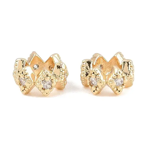 Brass Micro Pave Clear Cubic Zirconia European Beads