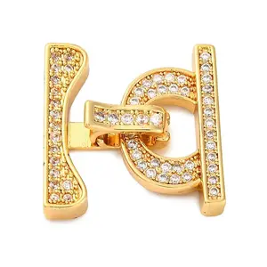 Brass Micro Pave Clear Cubic Zirconia Fold Over Clasps