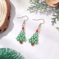 304 Stainless Steel Glass Christmas Theme Dangle Earrings