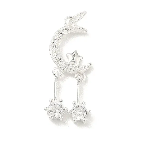 925 Sterling Silver Pave Clear Cubic Zirconia Pendants