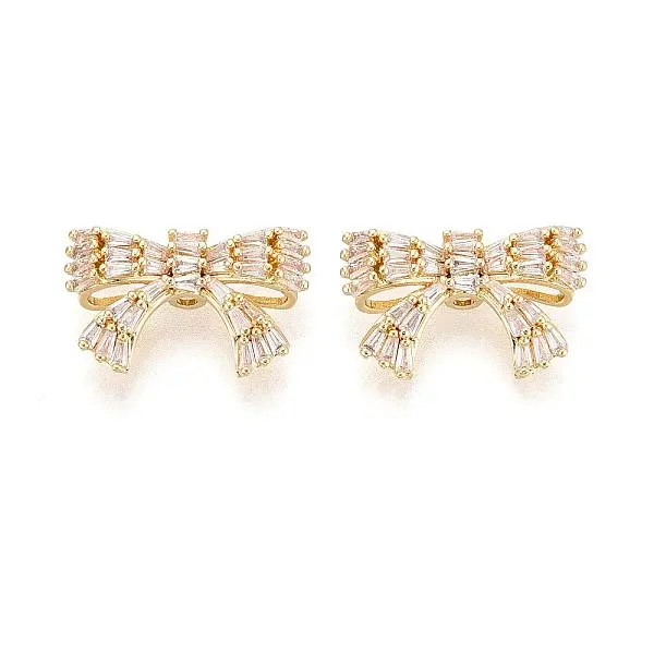 Brass Micro Pave Cubic Zirconia Beads