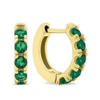 Brilio Silver Drobné pozlátené krúžky so zelenými zirkónmi EA481YG