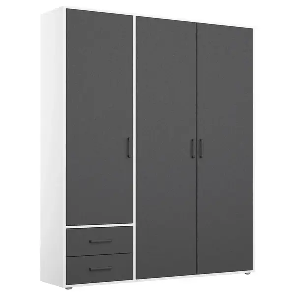 Rauch Möbel ŠATNÍ SKŘÍŇ S OTOČNÝMI DVEŘMI, šedá, bílá, 140/194/53 cm