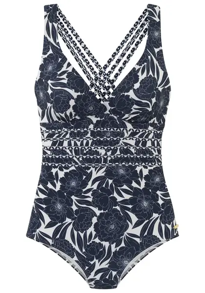 SUNSEEKER Jednodielne plavky  námornícka modrá / biela