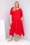 Červené plus size šaty s asymetrickým lemem