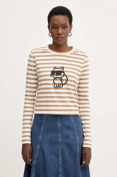 Bavlněné tričko s dlouhým rukávem Karl Lagerfeld IKON