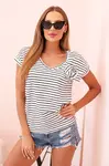 Dámské pruhované tričko s V-výstřihem