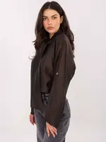 Tmavě hnědá košile s vázáním