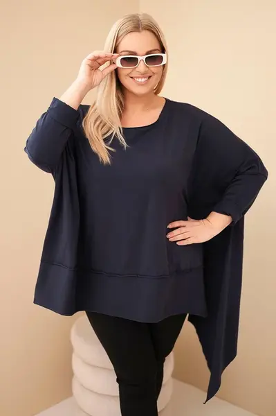 Kesi Dámská tunika Plus Size z bavlny s asymetrickým spodním lemem granátová