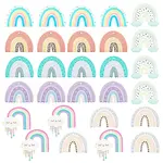 28Pcs 7 Styles Printed Transparent & Opaque Resin Pendants