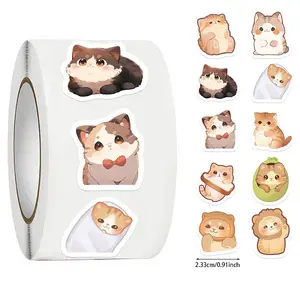 500Pcs Cat Theme Roll Stickers