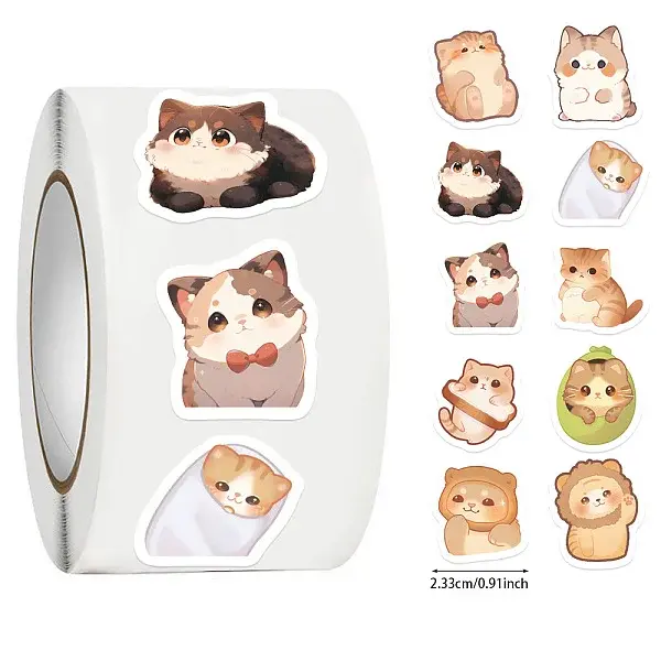 500Pcs Cat Theme Roll Stickers