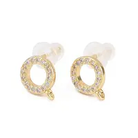 Brass Clear Cubic Zirconia Stud Earring Findings