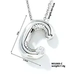 Brass Pave Clear Cubic Zirconia Shiny Balloon Letter Pendant Necklaces