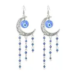 Tibetan Style Alloy Crescent Moon Chandelier Earrings
