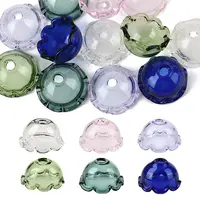 12Pcs 6 Colors Transparent Glass Bead Caps