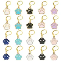 20Pcs 10 Colors Paw Print Alloy Enamel Pendant Locking Stitch Markers