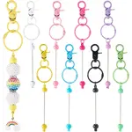 16Pcs 8 Colors Alloy & Plastic Bar Pendant Keychains