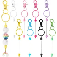 16Pcs 8 Colors Alloy & Plastic Bar Pendant Keychains