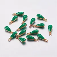 Antique Golden Plated Brass Enamel Teardrop Charms
