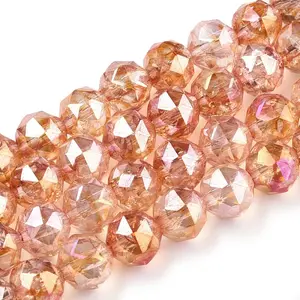 Transparent Electroplate Glass Beads Strands