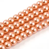 Baking Painted Pearlized Glass Pearl Round Bead Strands