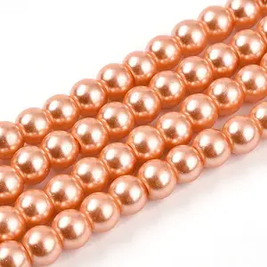 Baking Paint Pearlized Glass Pearl Round Bead Strands