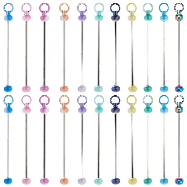 22Pcs 11 Colors Iron Bar Beadable Keychain for Jewelry Making DIY Crafts