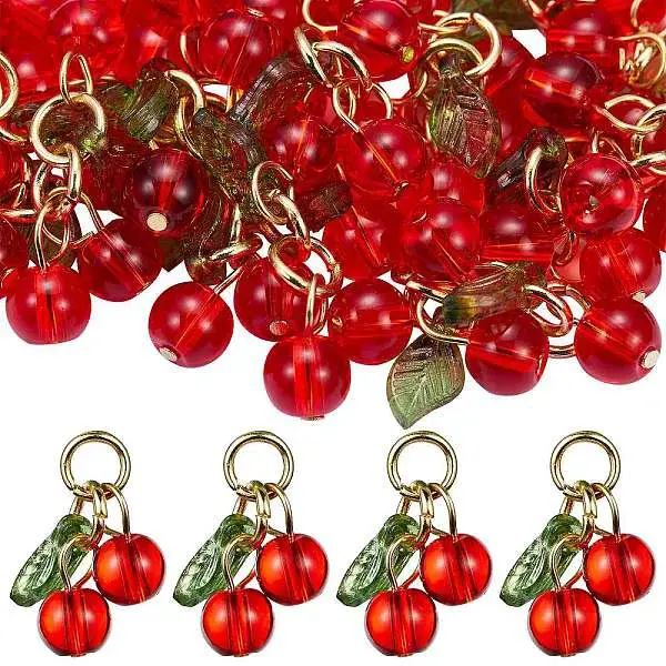 40Pcs Glass & Acrylic Beaded Charms