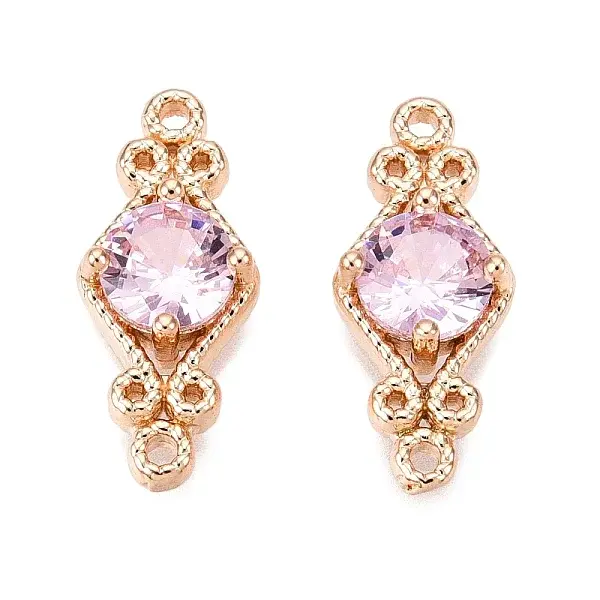 Brass Pave Faceted Glass Connector Charms