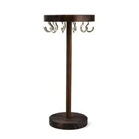 Flat Round Wooden Eyeglasses Organizer Holder