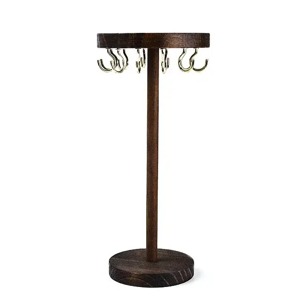 Flat Round Wooden Eyeglasses Organizer Holder