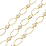 Handmade Brass Pave Clear Cubic Zirconia Oval Link Chains