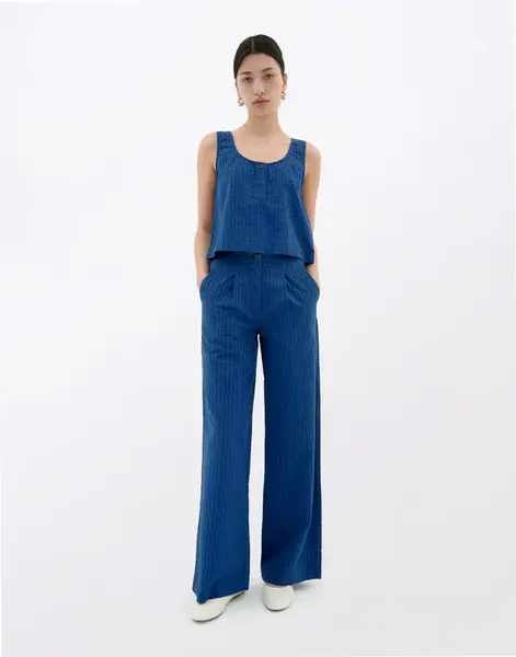 Thinking MU Cobalt Seersucker Manolity Pants BLUE 36