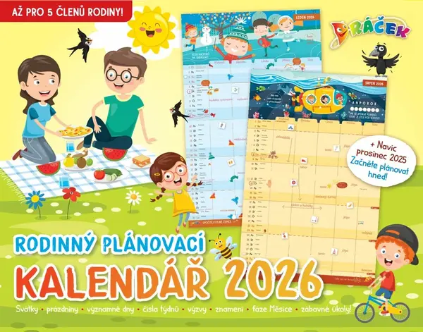 Dráčkův nástěnný rodinný plánovací kalendář 2026 (poškozená)