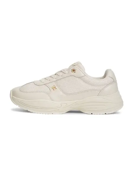 TOMMY HILFIGER Nízke tenisky 'TH Monogram Mixed Texture'  krémová