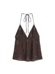 Pull&Bear Top  čokoládová / zlatá