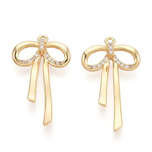 Brass Micro Pave Clear Cubic Zirconia Pendants